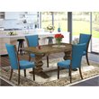 Pemberly Row 5-Piece Expandable Dining Set in Jacobean Brown and Blue