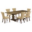 Pemberly Row 7-Piece Pedestal Dining Set with Walnut Parsons Chairs