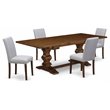 Pemberly Row 5-Piece Expandable Dining Set in Gray and Antique Walnut