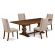 Pemberly Row 5-Piece Wood Dining Set in Walnut and Clay Finish