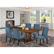 Pemberly Row 7-Piece Wood Dining Set in Walnut and Black Finish