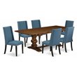 Pemberly Row 7-Piece Wood Dining Set in Walnut and Black Finish
