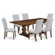 Pemberly Row 7-Piece Dining Set in Walnut Finish with Black Upholstery