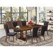 Pemberly Row 7-Piece Extendable Dining Set in Antique Walnut and Black