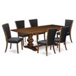 Pemberly Row 7-Piece Extendable Dining Set in Antique Walnut and Black