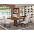 Pemberly Row 5-Piece Wood Dining Set with Parson Chairs in Walnut Finish