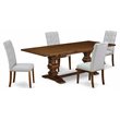 Pemberly Row 5-Piece Wood Dining Set with Parson Chairs in Walnut Finish
