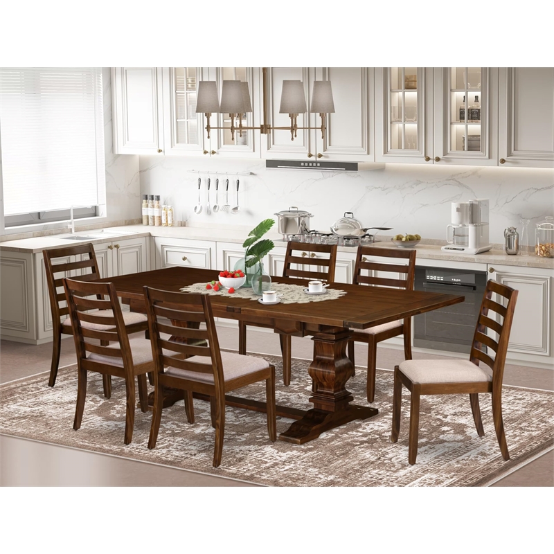 Pemberly Row 7-Piece Dining Room Set with Pedestal Table in Walnut