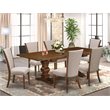 Pemberly Row 7-Piece Dining Set with Fabric Chairs in Walnut Finish