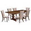 Pemberly Row 7-Piece Dining Set with Fabric Chairs in Walnut Finish