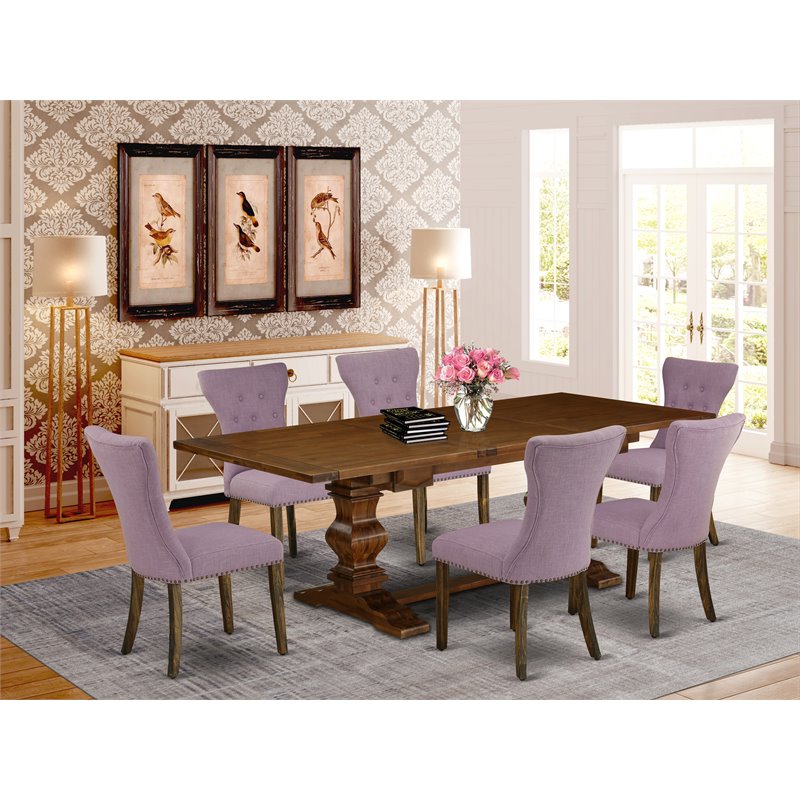Pemberly Row 7-Piece Kitchen Dining Set in Mid-Century Walnut