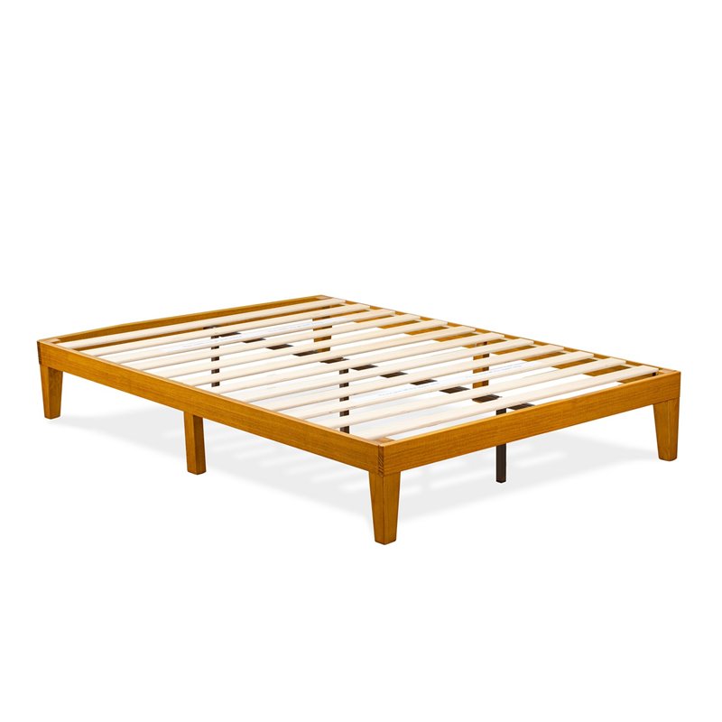 Pemberly Row Engineered Wood Queen Platform Bed in Rustic Oak Finish