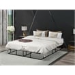 Pemberly Row Metal Queen Bed Frame with Powder-Coated Headboard in Black