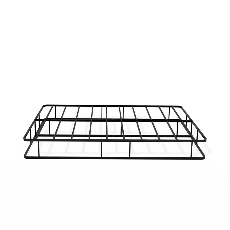 Pemberly Row Metal Queen Bed Frame with Powder-Coated Headboard in Black