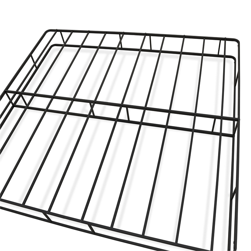 Pemberly Row Metal King Bed Frame with Powder-Coated Headboard in Black