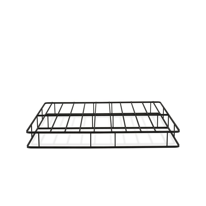 Pemberly Row Metal King Bed Frame with Powder-Coated Headboard in Black