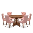 Pemberly Row 7-Piece Walnut Dining Table Set with Faux Leather Chairs