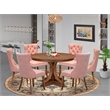 Pemberly Row 7-Piece Walnut Dining Table Set with Faux Leather Chairs