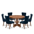 Pemberly Row 7-Piece Kitchen Table Set in Walnut with Faux Leather Chairs