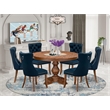 Pemberly Row 7-Piece Kitchen Table Set in Walnut with Faux Leather Chairs