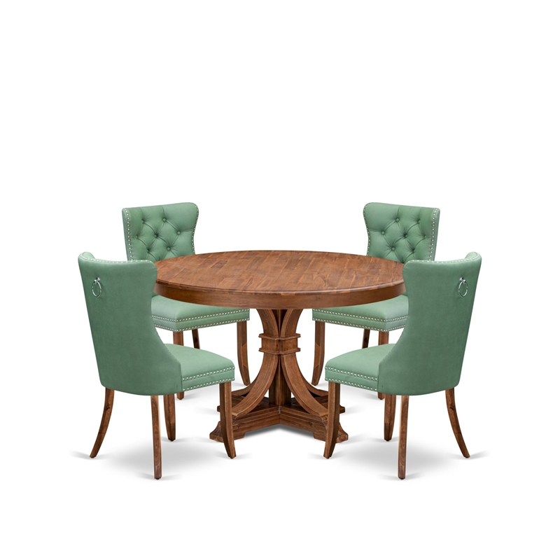 Pemberly Row 5-Piece Rubberwood Dining Room Set in Walnut Finish