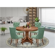 Pemberly Row 5-Piece Rubberwood Dining Room Set in Walnut Finish