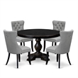 Pemberly Row 5-Piece Round Dining Set in Sand-Blasted Black Finish