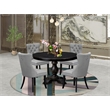 Pemberly Row 5-Piece Round Dining Set in Sand-Blasted Black Finish