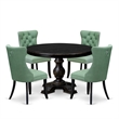 Pemberly Row 5-Piece Round Dining Table Set in Wood Black Finish