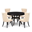 Pemberly Row 5-Piece Dining Room Set with Acacia Wood in Black Finish