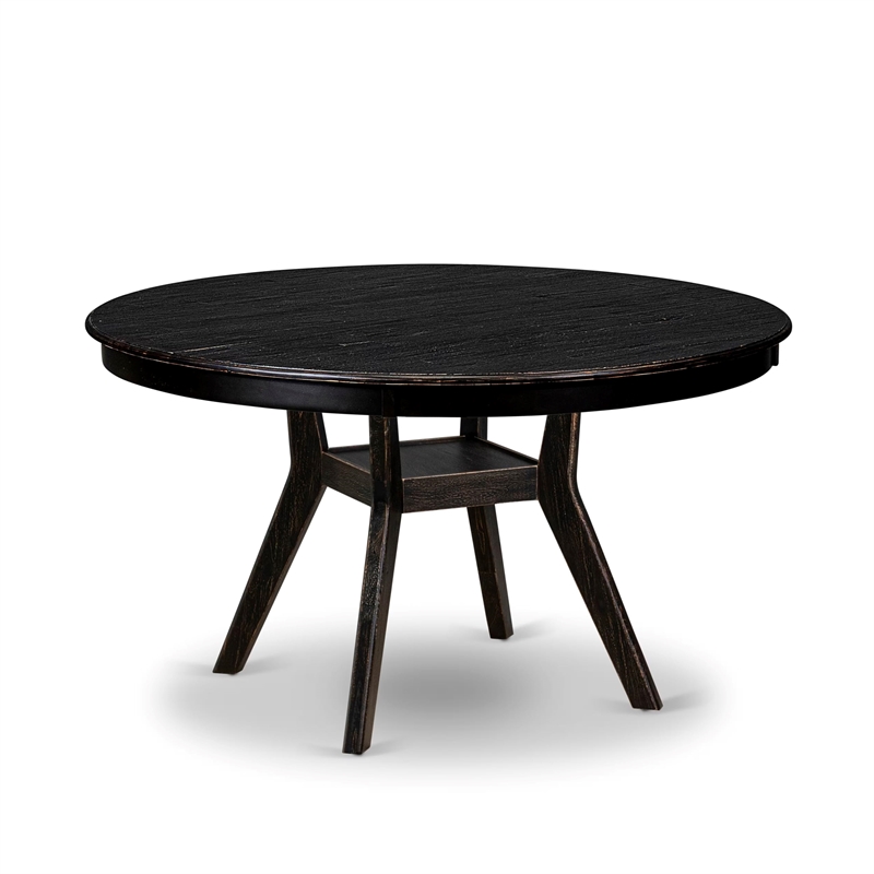 Pemberly Row 5 Piece Round Dining Set in Sand-Blasted Black Wood