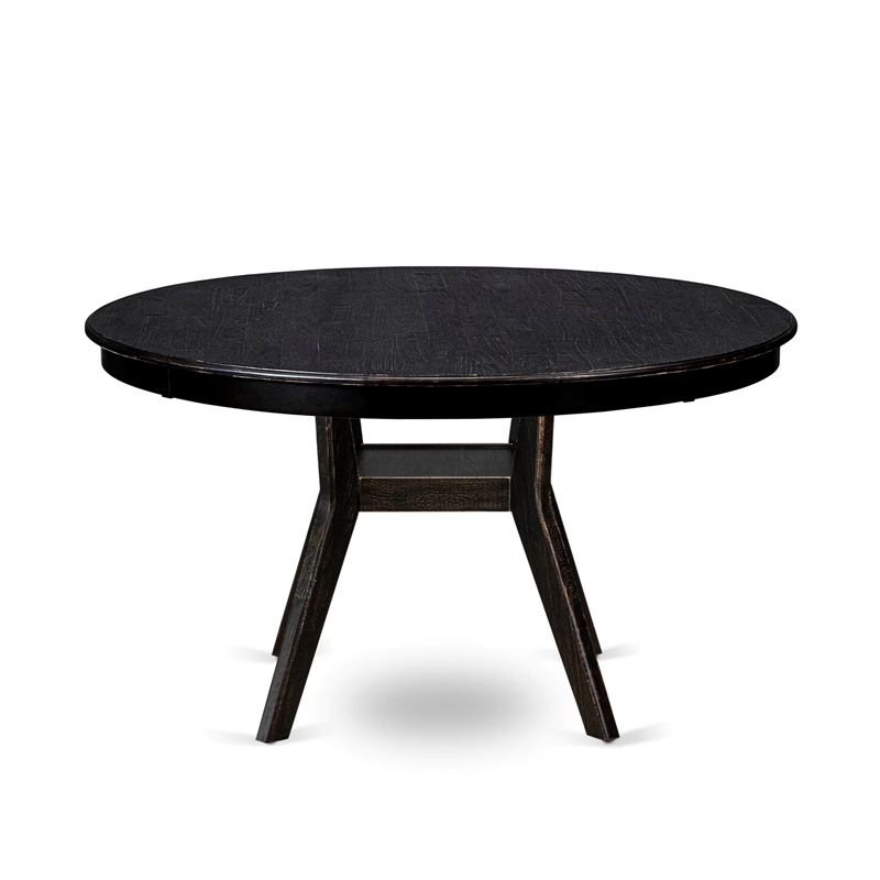 Pemberly Row 5 Piece Round Dining Set in Sand-Blasted Black Wood