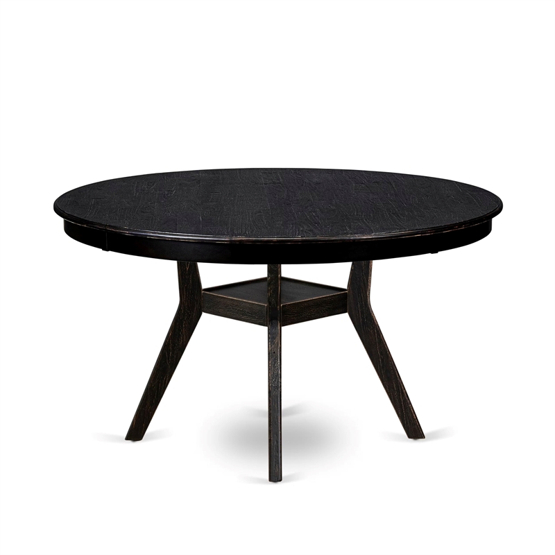 Pemberly Row 5 Piece Round Dining Set in Sand-Blasted Black Wood