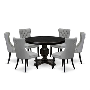 Pemberly Row 7 Piece Dining Set with Sand-Blasted Black Finish