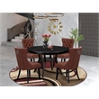 Pemberly Row 5-Piece Round Dining Set in Black with Faux Leather Chairs