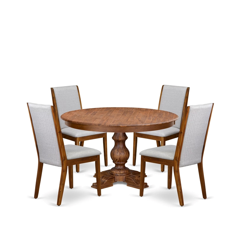Pemberly Row 5-Piece Dining Set with Rubber Wood Table in Walnut Finish
