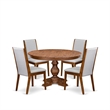 Pemberly Row 5-Piece Dining Set with Rubber Wood Table in Walnut Finish