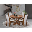 Pemberly Row 5-Piece Dining Set with Rubber Wood Table in Walnut Finish