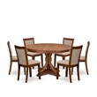 Pemberly Row 7-Piece Dining Table Set in Rubber Wood and Walnut Finish