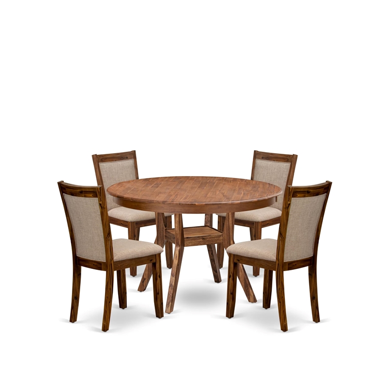 Pemberly Row 5-Piece Dining Set with Rubberwood Construction in Walnut