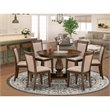 Pemberly Row 7-Piece Dining Set in Acacia Wood and Distressed Jacobean