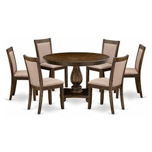 Pemberly Row 7-Piece Dining Set in Acacia Wood and Distressed Jacobean
