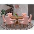Pemberly Row 7-Piece Dining Table Set in Walnut Wood and Beige Faux Leather