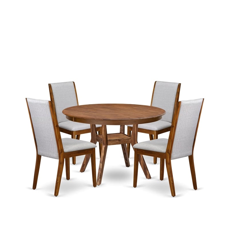 Pemberly Row 5-Piece Rubberwood Dining Room Set in Walnut Finish