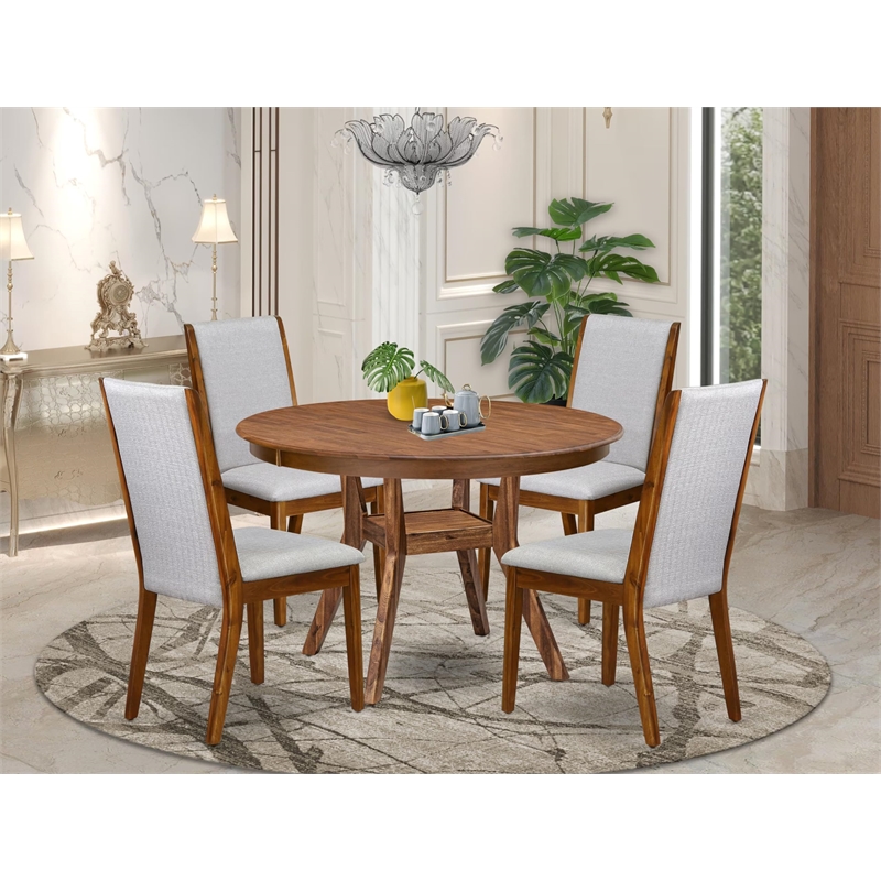 Pemberly Row 5-Piece Rubberwood Dining Room Set in Walnut Finish