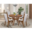 Pemberly Row 5-Piece Rubberwood Dining Room Set in Walnut Finish