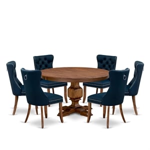 Pemberly Row 7-Piece Rubberwood Dining Table Set in Walnut Finish