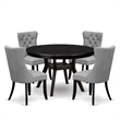 Pemberly Row 5-Piece Round Rubberwood & Acacia Dining Set in Black