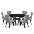 Pemberly Row 7-Piece Round Rubberwood & Acacia Dining Set in Black