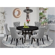 Pemberly Row 7-Piece Round Rubberwood & Acacia Dining Set in Black